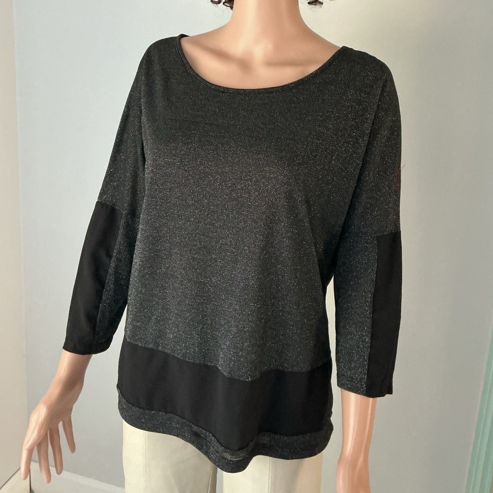Jaclyn Smith Black and Gray Women's Blouse Sz L
